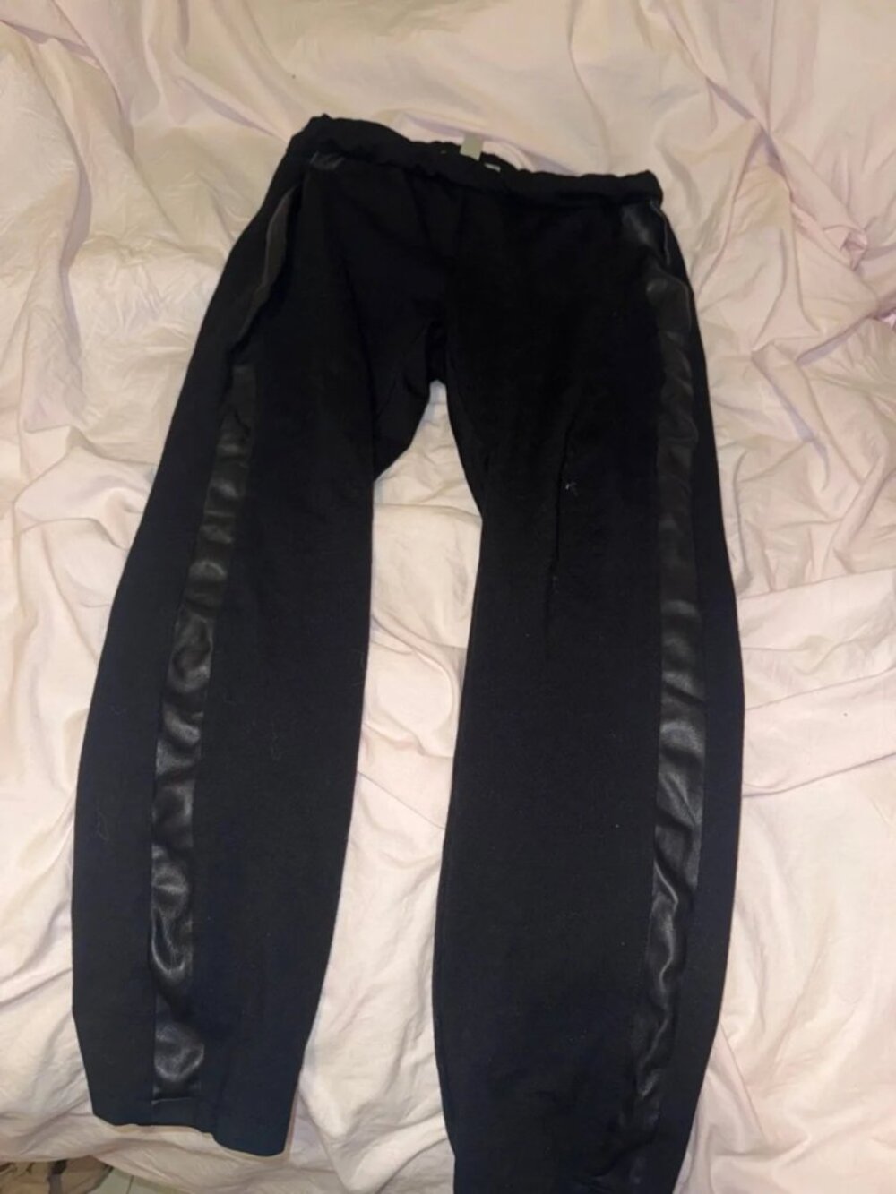 Michael Kors Black Faux Leather Side Stripe Joggers - Picture 3 of 6